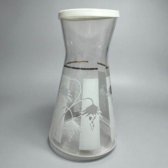 Vintage Flexeel Buckeye Glass Co. Acid Etched Grapevine Carafe w/ Lid – Art Deco - Picture 5 of 11